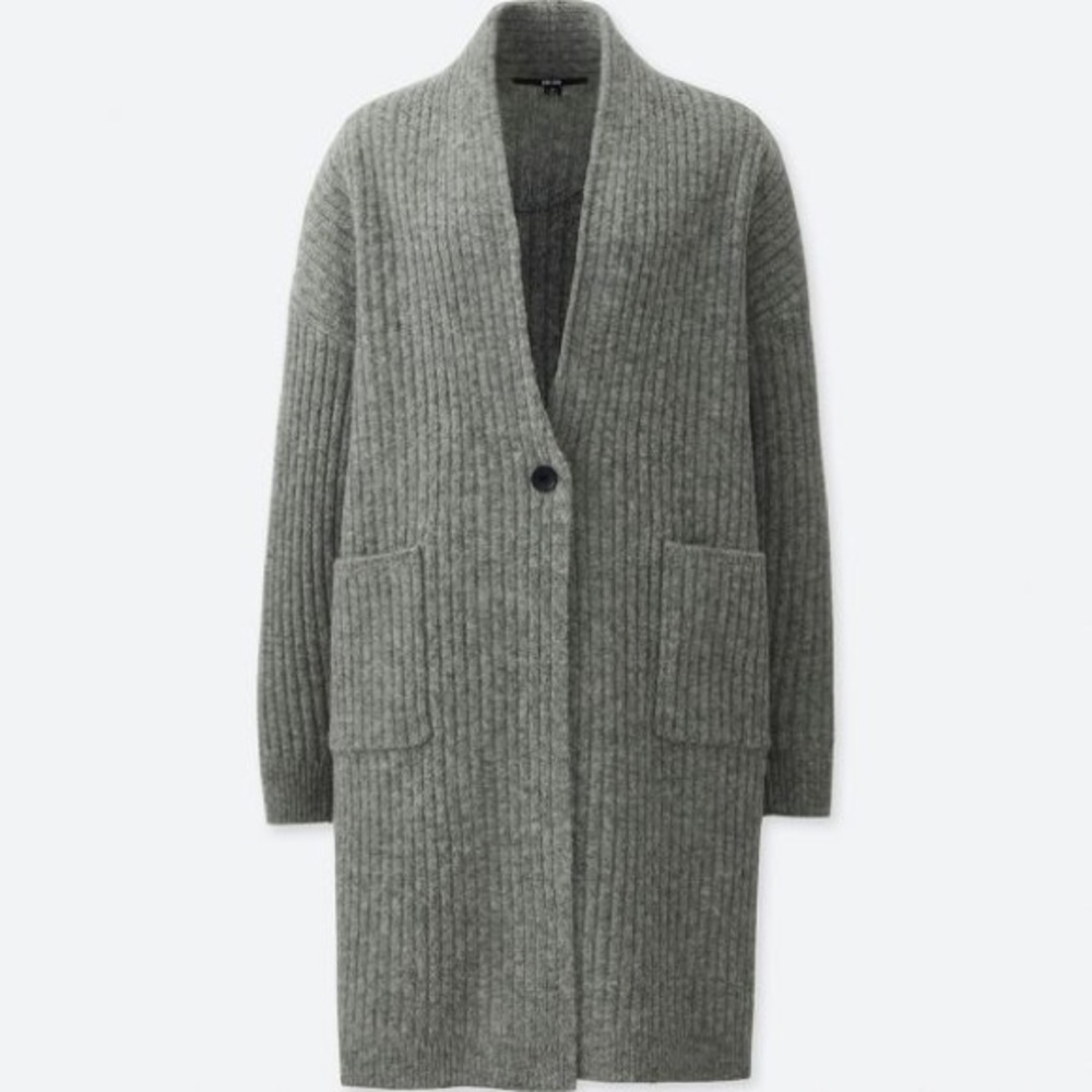 Uniqlo Wool Gray Chunky Long Cardigan